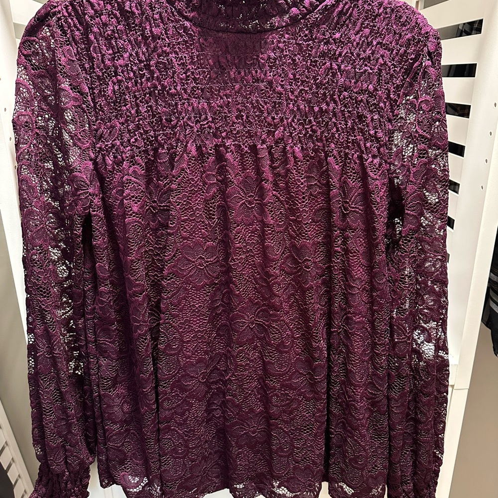 Elegant Lace Long Sleeve Top in Purple